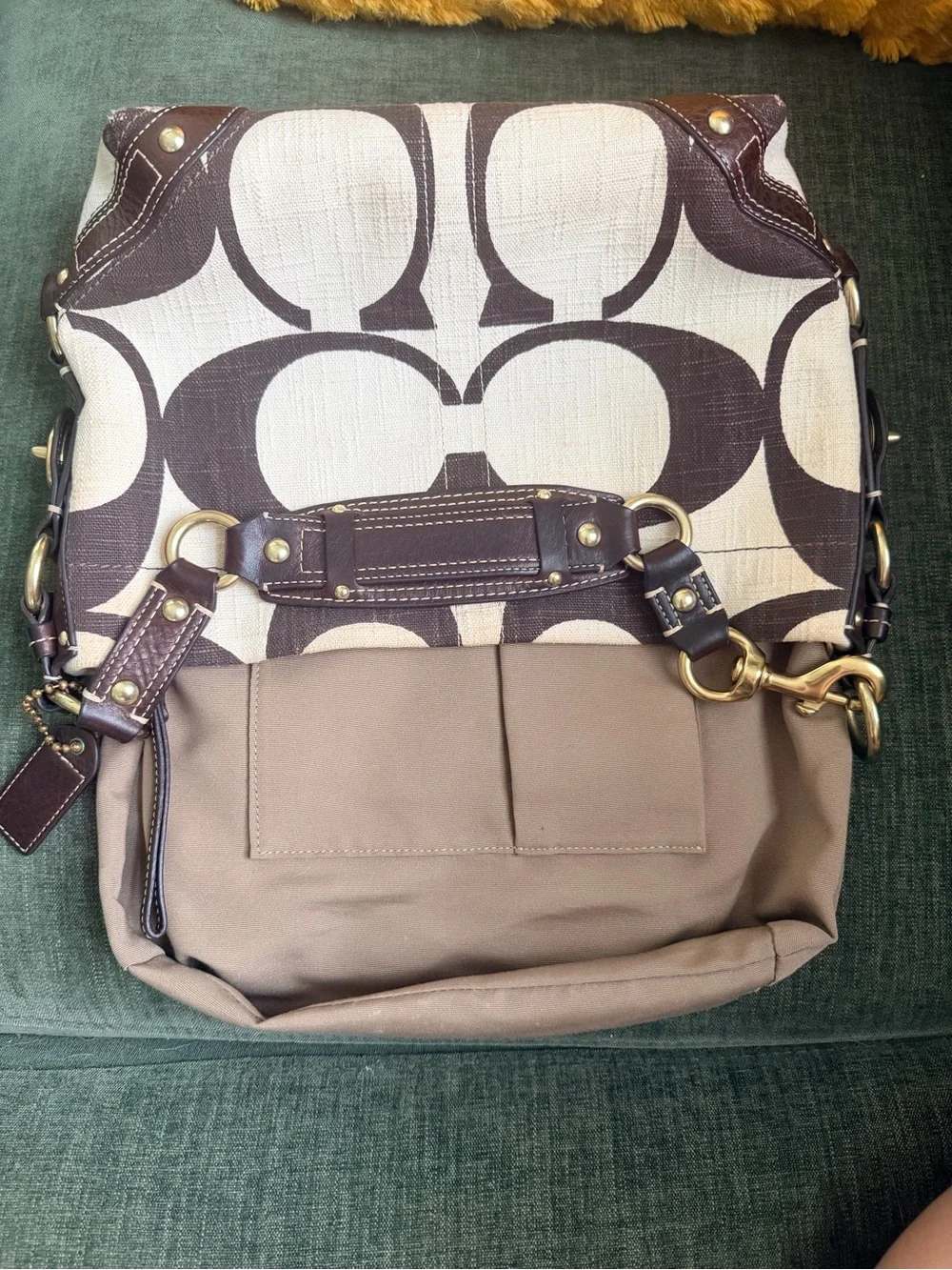 Y2k Coach Carly Hobo Cream/Brown Shoulder Bag (A0773 10794) Signature C